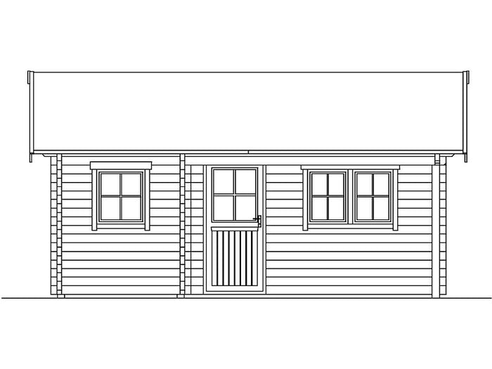 Skan Holz Blockbohlenhaus Ontario, Dach dämmbar für Dachziegel, 70plus, 600 x 500 cm