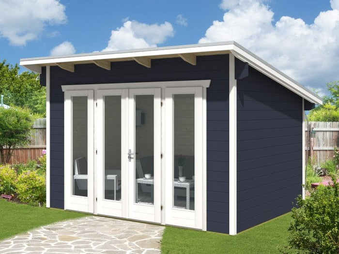 Skan Holz Blockbohlenhaus Ostende 1 in schiefergrau , 350 x 250 cm