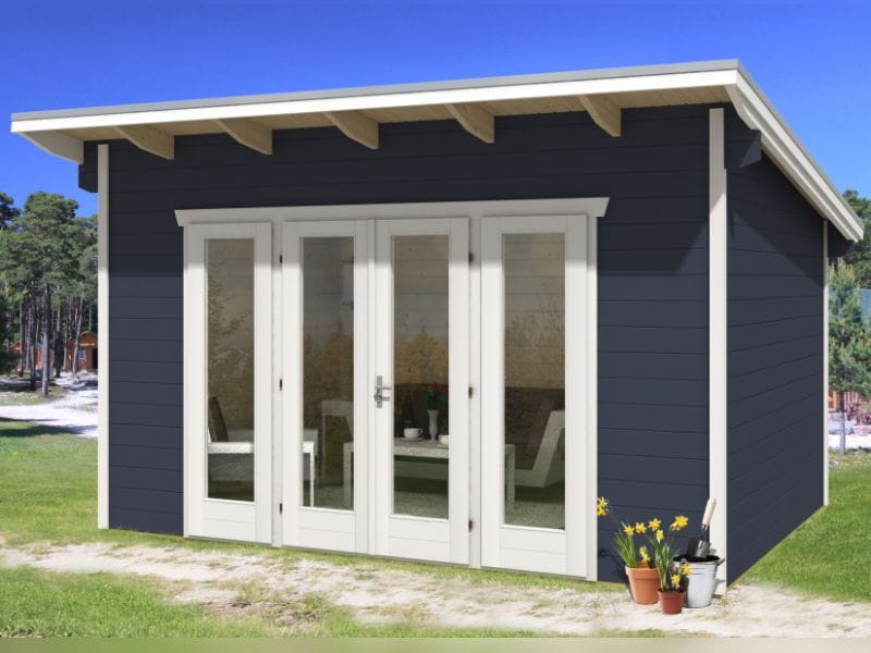 Skan Holz Blockbohlenhaus Ostende 1 in schiefergrau , 350 x 250 cm