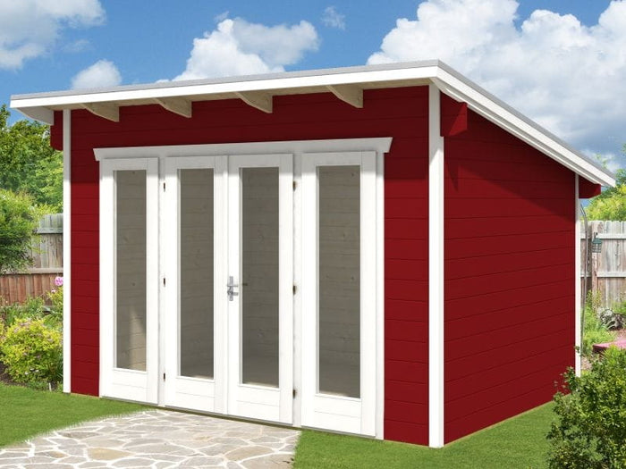 Skan Holz Blockbohlenhaus Ostende 1 in schwedenrot, 350 x 250 cm