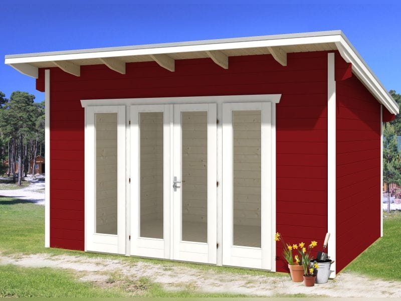 Skan Holz Blockbohlenhaus Ostende 1 in schwedenrot, 350 x 250 cm