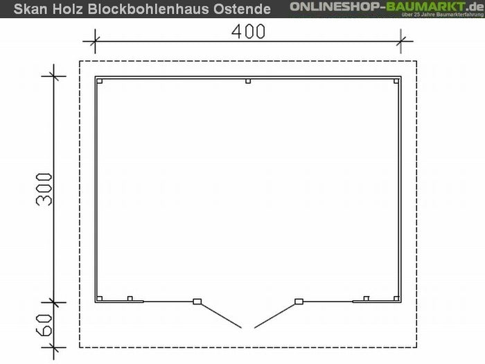 Skan Holz Blockbohlenhaus Ostende 2 in schiefergrau, 400 x 300 cm