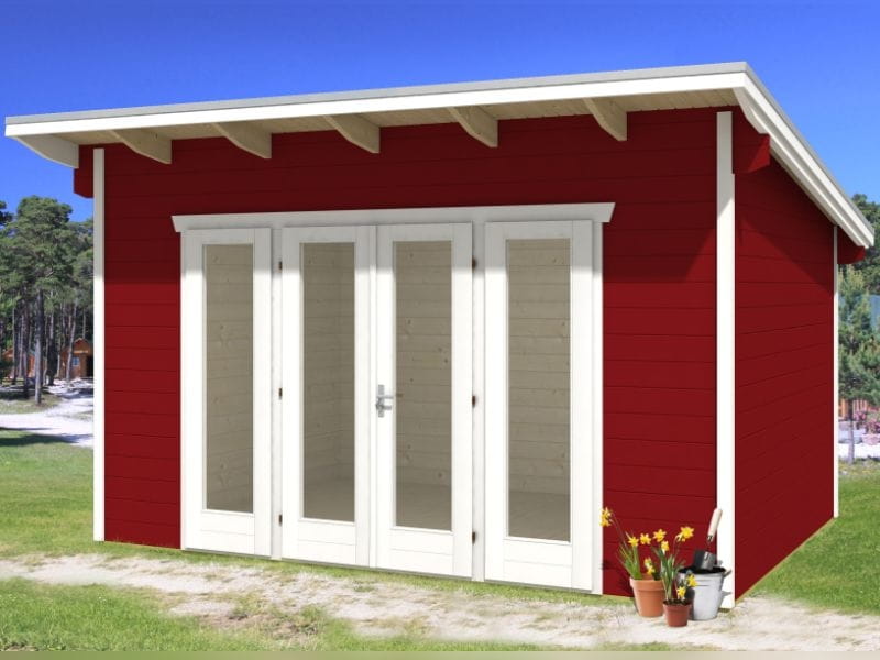 Skan Holz Blockbohlenhaus Ostende 2 in schwedenrot, 400 x 300 cm