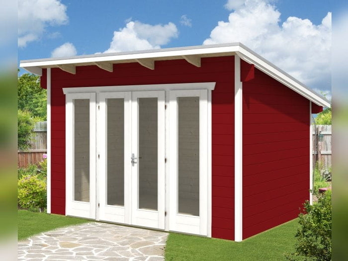 Skan Holz Blockbohlenhaus Ostende 2 in schwedenrot, 400 x 300 cm