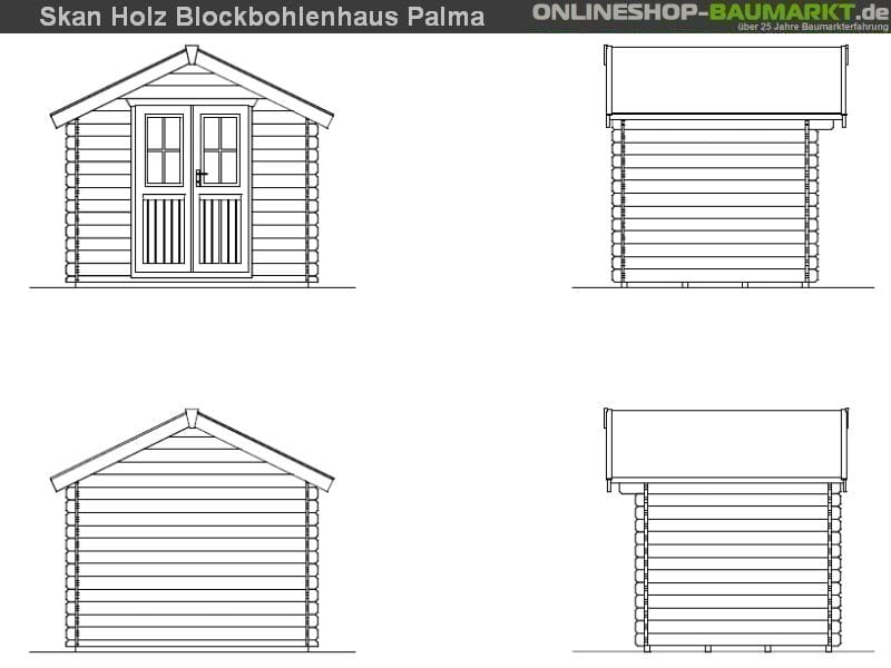 Skan Holz Blockbohlenhaus Palma Größe 1, 250 x 200 cm