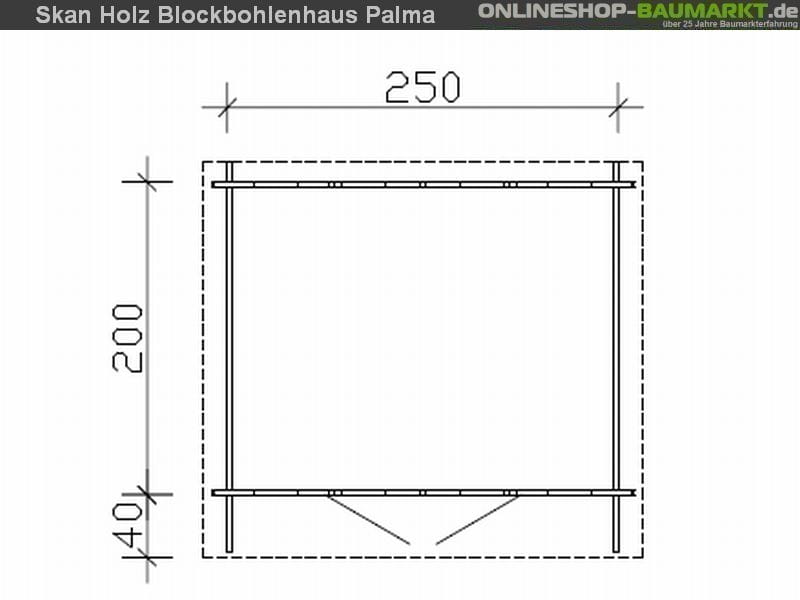 Skan Holz Blockbohlenhaus Palma Größe 1, 250 x 200 cm