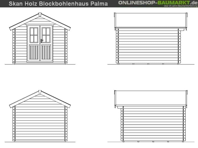 Skan Holz Blockbohlenhaus Palma Größe 3 250 x 300 cm