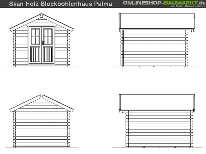 Skan Holz Blockbohlenhaus Palma Größe 3 250 x 300 cm