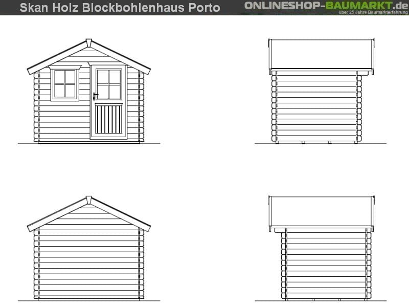 Skan Holz Blockbohlenhaus Porto Größe 1, 250 x 200 cm