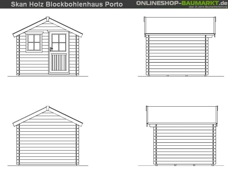 Skan Holz Blockbohlenhaus Porto Größe 2 250 x 250 cm