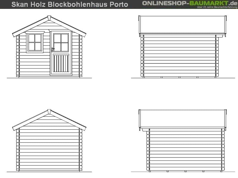 Skan Holz Blockbohlenhaus Porto Größe 3 250 x 300 cm