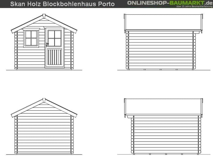 Skan Holz Blockbohlenhaus Porto Größe 3 250 x 300 cm