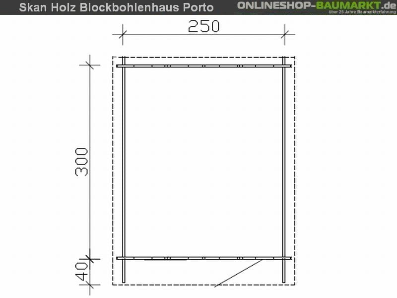 Skan Holz Blockbohlenhaus Porto Größe 3 250 x 300 cm
