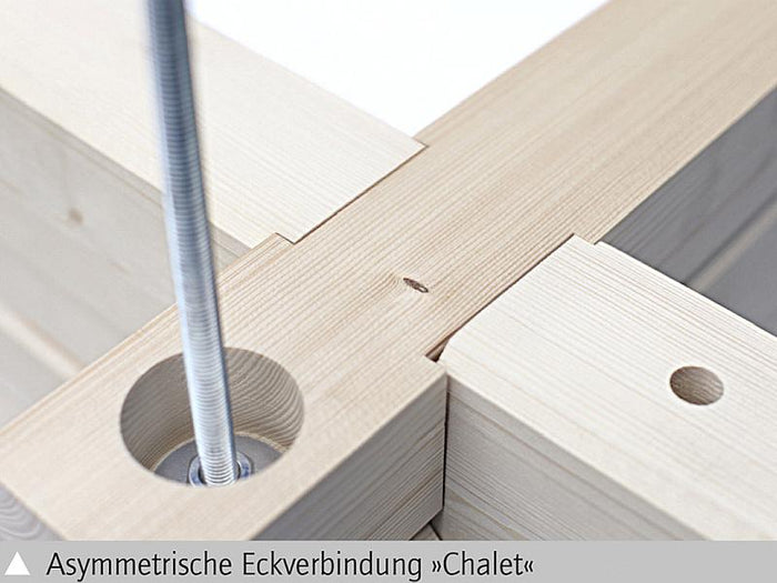 Skan Holz Blockbohlenhaus St. Moritz, Dach dämmbar für Dachziegel, 45plus, 600 x 500 cm