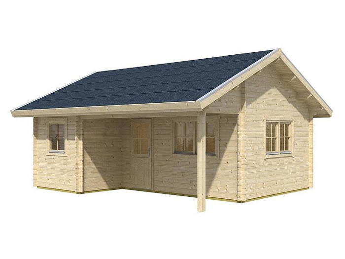 Skan Holz Blockbohlenhaus St. Moritz, Dach dämmbar für Dachziegel, 45plus, 600 x 500 cm