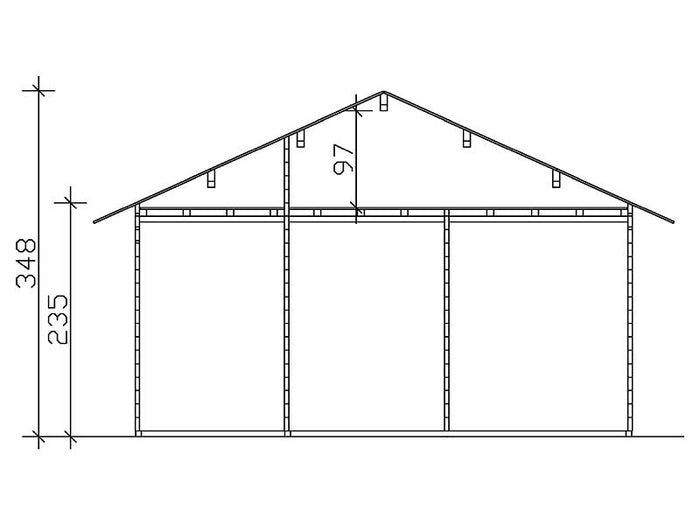 Skan Holz Blockbohlenhaus St. Moritz, Dach dämmbar für Dachziegel, 45plus, 600 x 500 cm