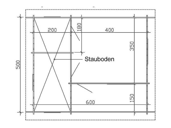 Skan Holz Blockbohlenhaus St. Moritz, Dach dämmbar für Dachziegel, 45plus, 600 x 500 cm
