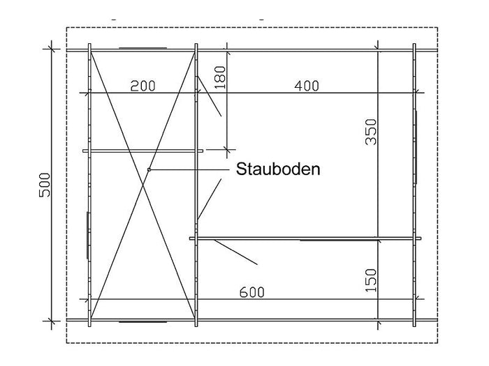 Skan Holz Blockbohlenhaus St. Moritz, Dach dämmbar für Dachschindeln, 45plus, 600 x 500 cm