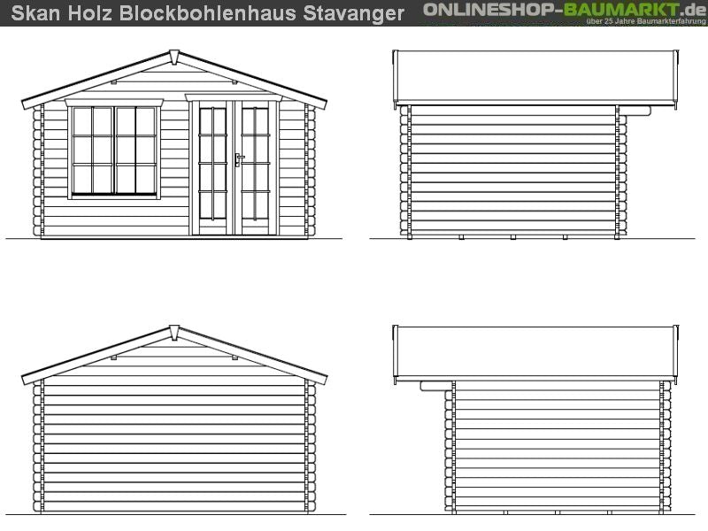 Skan Holz Blockbohlenhaus Stavanger Größe 1, 380 x 300 cm