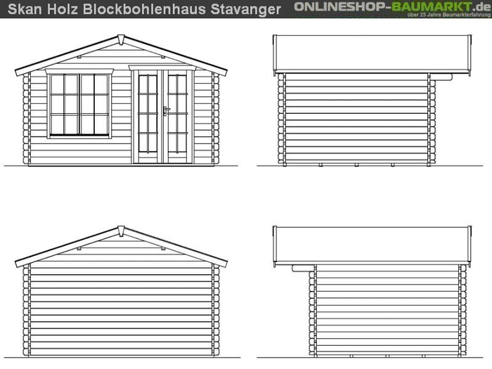 Skan Holz Blockbohlenhaus Stavanger Größe 1, 380 x 300 cm