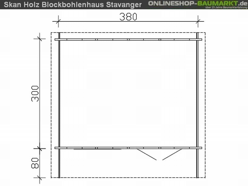 Skan Holz Blockbohlenhaus Stavanger Größe 1, 380 x 300 cm
