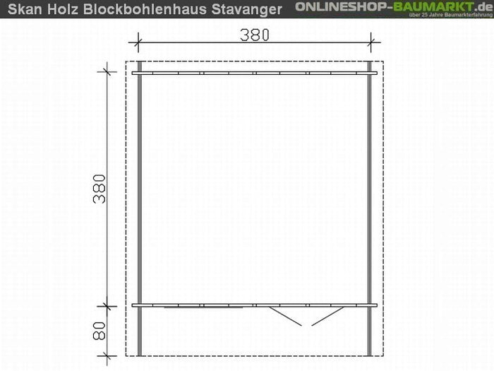 Skan Holz Blockbohlenhaus Stavanger Größe 2, 380 x 380 cm