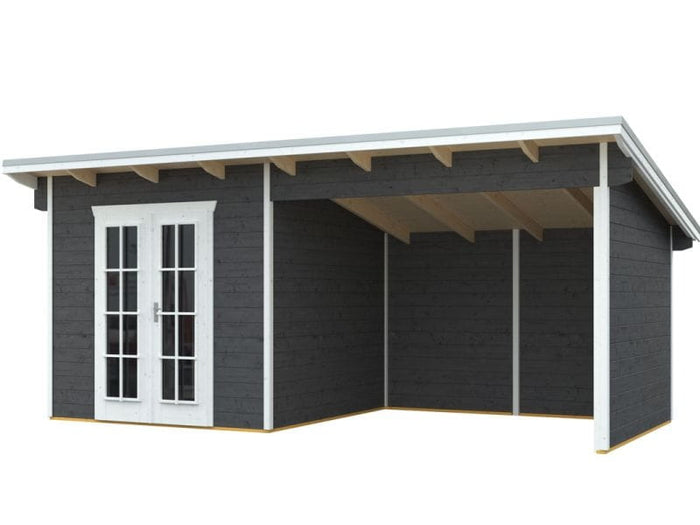 Skan Holz Blockbohlenhaus Texel in schiefergrau