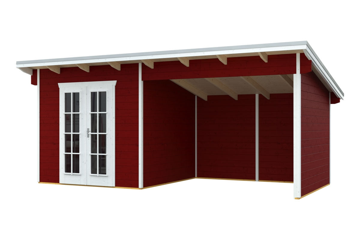 Skan Holz Blockbohlenhaus Texel in schwedenrot