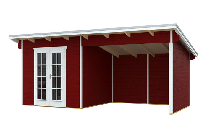 Skan Holz Blockbohlenhaus Texel in schwedenrot