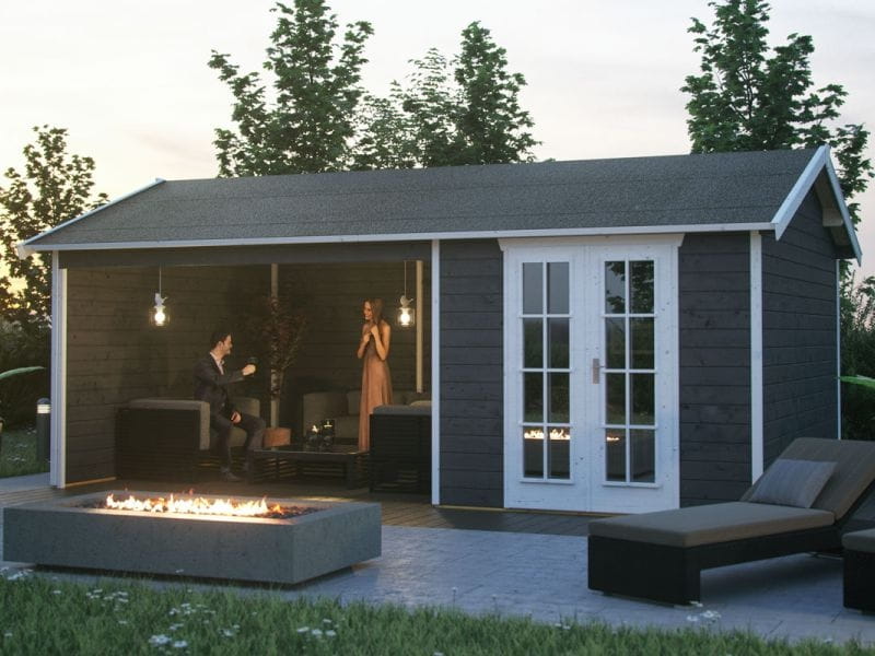 Skan Holz Blockbohlenhaus Tilburg in schiefergrau