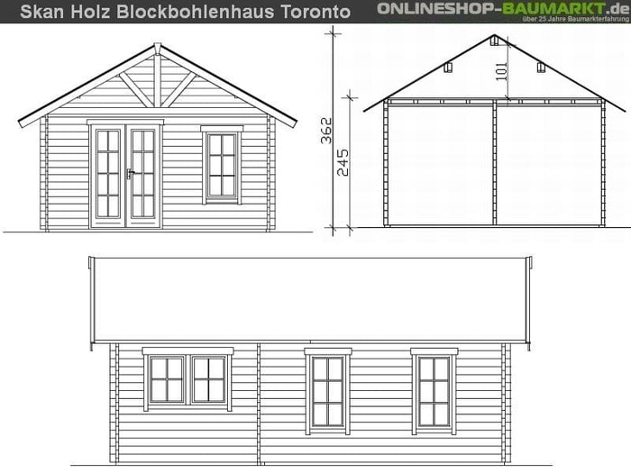 Skan Holz Blockbohlenhaus Toronto 4 70plus, 660 x 420 cm