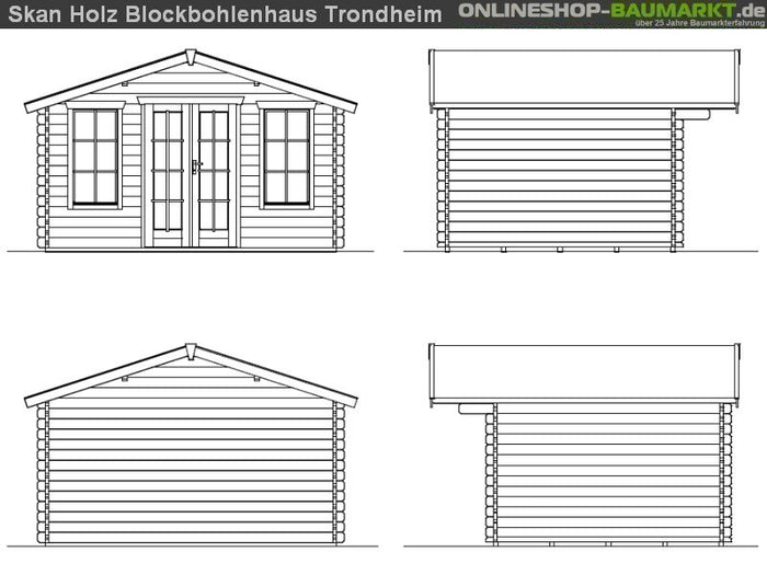 Skan Holz Blockbohlenhaus Trondheim Größe 1, 380 x 300 cm