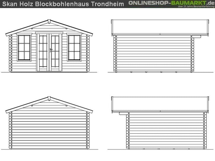 Skan Holz Blockbohlenhaus Trondheim Größe 2, 380 x 380 cm