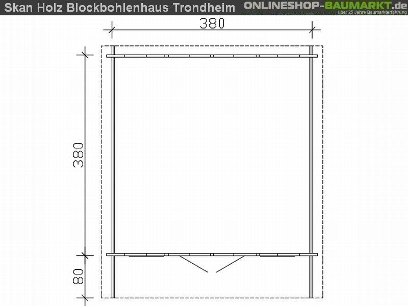 Skan Holz Blockbohlenhaus Trondheim Größe 2, 380 x 380 cm