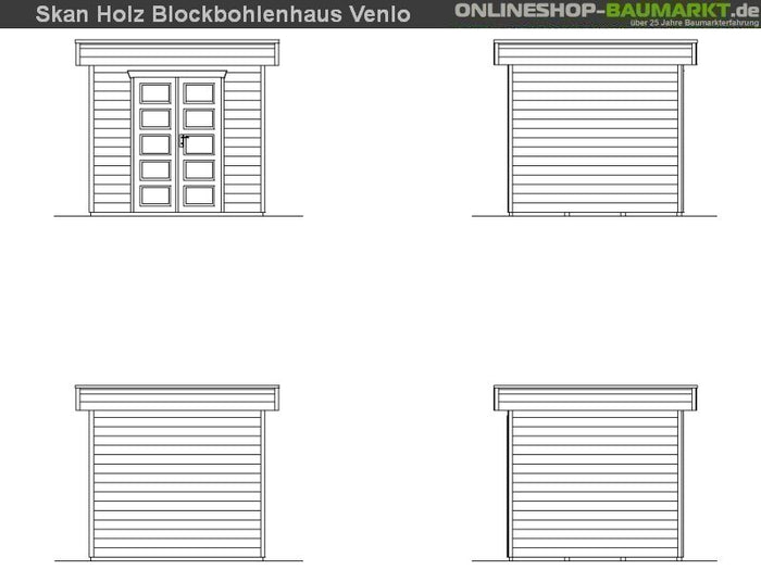 Skan Holz Blockbohlenhaus Venlo Größe 1, 250 x 250 cm