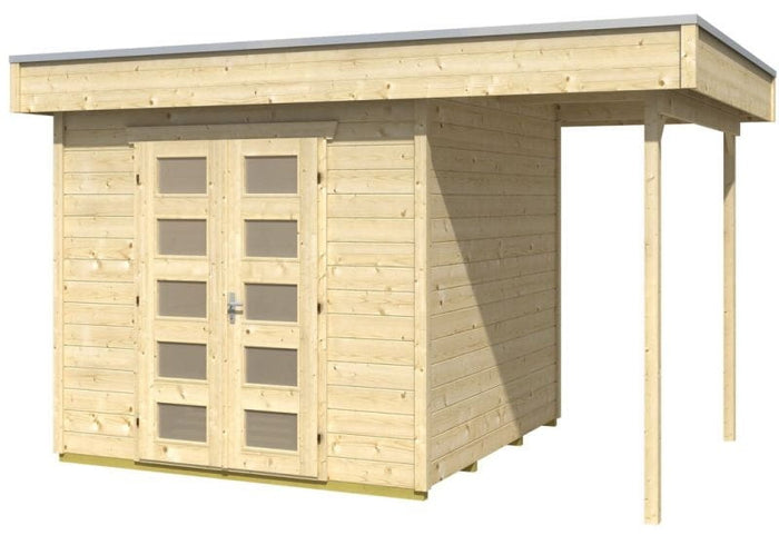 Skan Holz Blockbohlenhaus Venlo Größe 2 mit Schleppdach, 380 x 250 cm