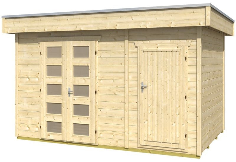 Skan Holz Blockbohlenhaus Venlo Größe 3 mit Abstellraum, 380 x 250 cm