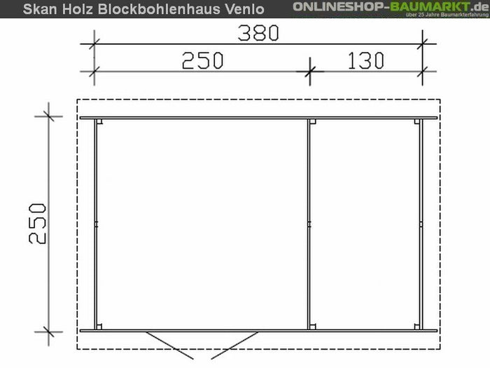 Skan Holz Blockbohlenhaus Venlo Größe 3 mit Abstellraum, 380 x 250 cm