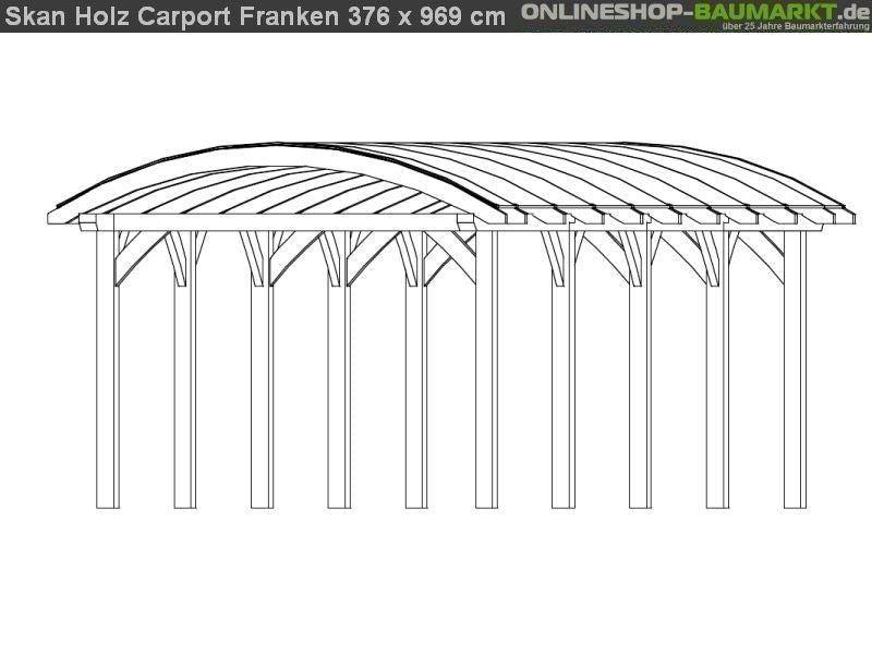 Skan Holz Carport Franken 376 x 969 cm Leimholz