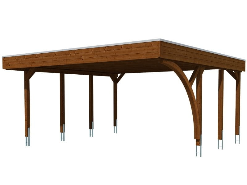 Skan Holz Carport Friesland Set 7 in nussbaum
