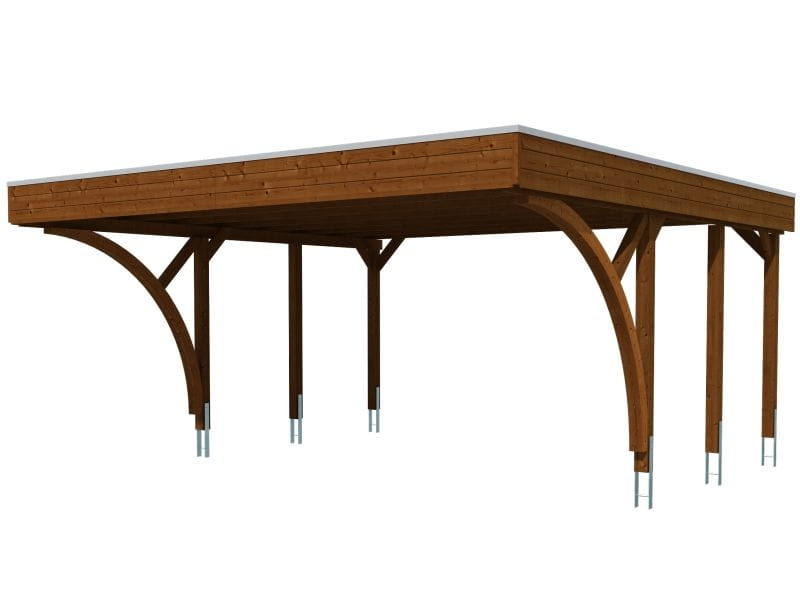 Skan Holz Carport Friesland Set 8 in nussbaum