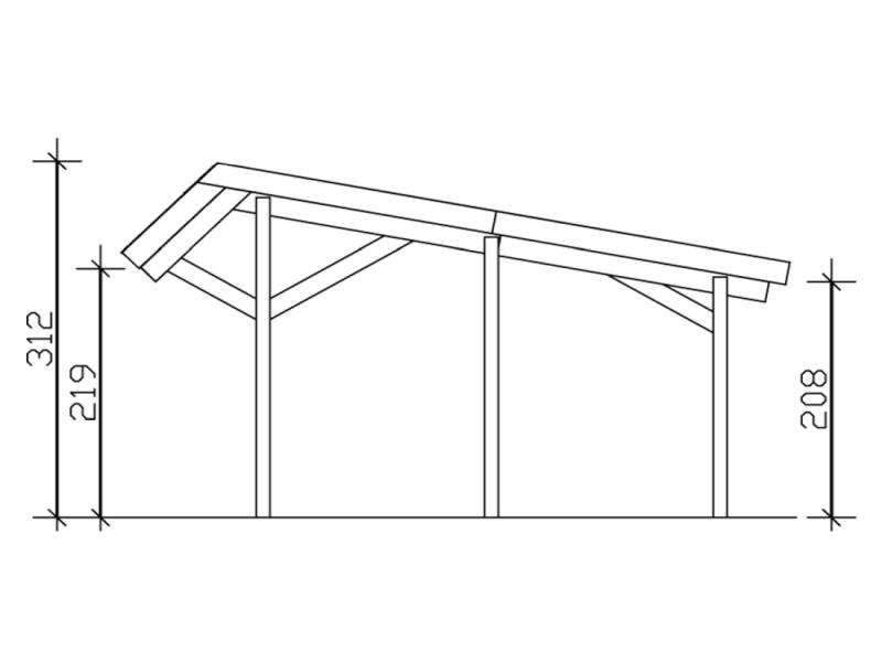Skan Holz Carport Harz 321 x 560 cm mit roten Schindeln