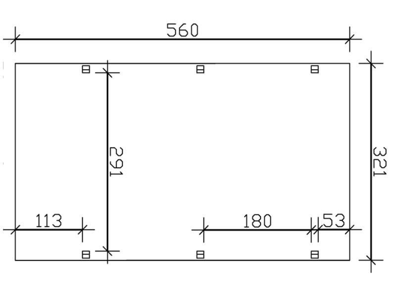 Skan Holz Carport Harz 321 x 560 cm mit roten Schindeln