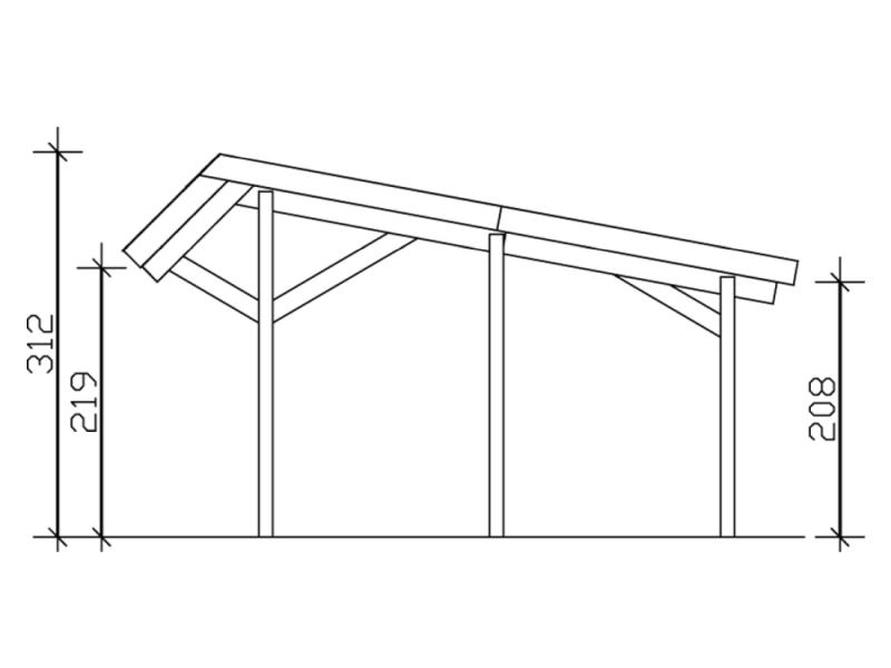 Skan Holz Carport Harz 321 x 560 cm mit schwarzen Schindeln