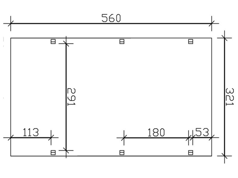 Skan Holz Carport Harz 321 x 560 cm mit schwarzen Schindeln