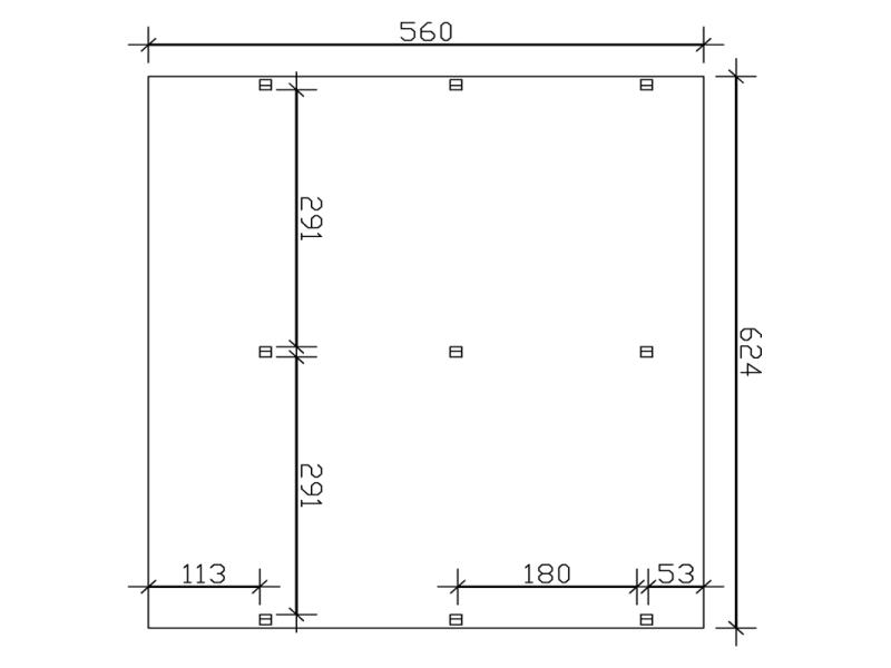 Skan Holz Carport Harz 624 x 560 cm mit schwarz Schindeln