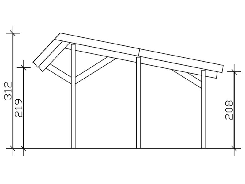 Skan Holz Carport Harz 624 x 560 cm mit schwarz Schindeln