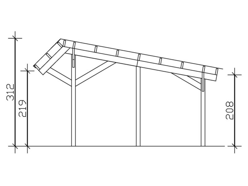 Skan Holz Carport Harz Stellplatzerweiterung mit roten Schindeln