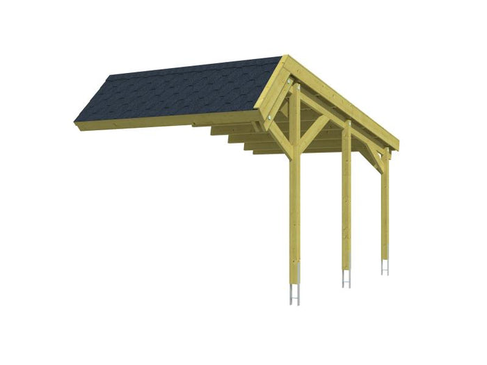 Skan Holz Carport Harz Stellplatzerweiterung mit schwarzen Schindeln