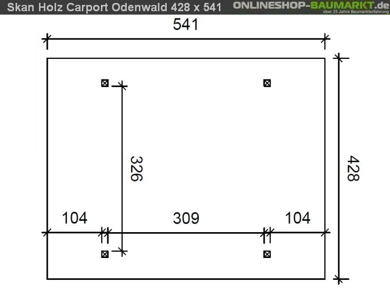 Skan Holz Carport Odenwald 428 x 541 cm Leimholz